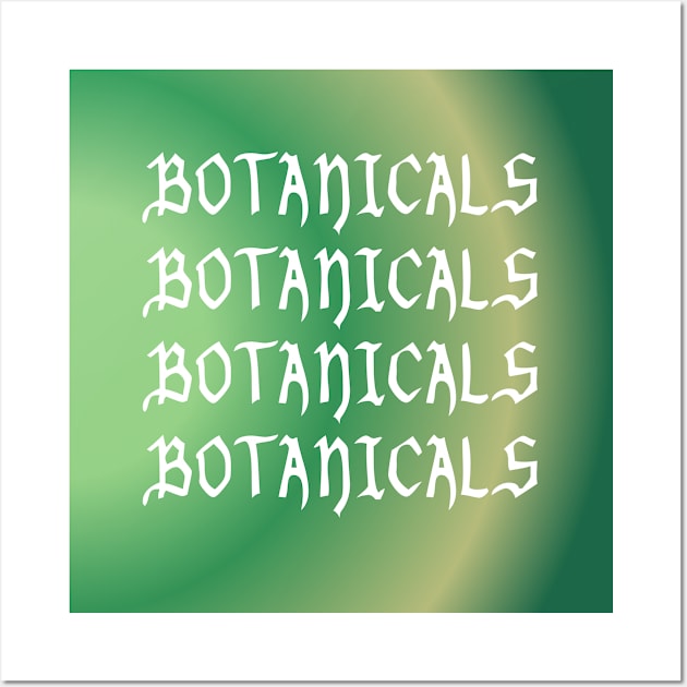 BOTANICALS typographic design with green background for gardening, botany | hoods, sweaters Wall Art by Blueberry Pie 